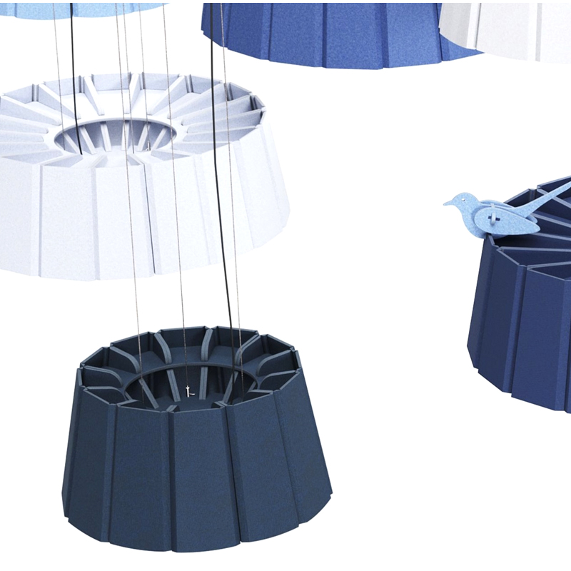 Panoul acustic cu design modern defășoară fonoabsorbant și prietenos cu mediul în formă de bandă din fibră de poliester pentru utilizarea în sală