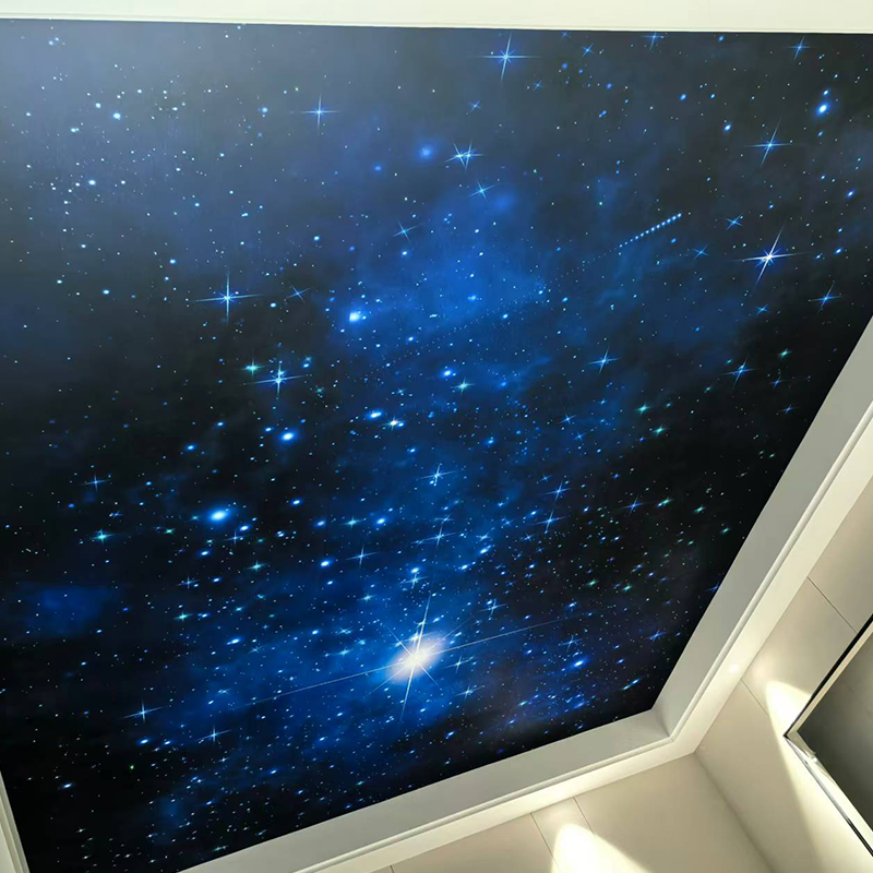 Plafoniere cu stele moderne RGBW Design personalizabil Fotografiere cu fibră optică Model 3D pentru soluții grafice personalizate de hotel