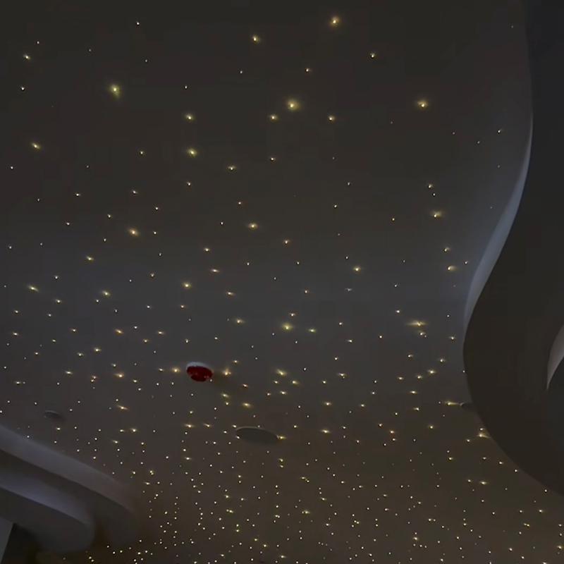 Panouri de tavan stea cu fibră optică RGB în stil modern, gips de 7 culori pentru sufragerie