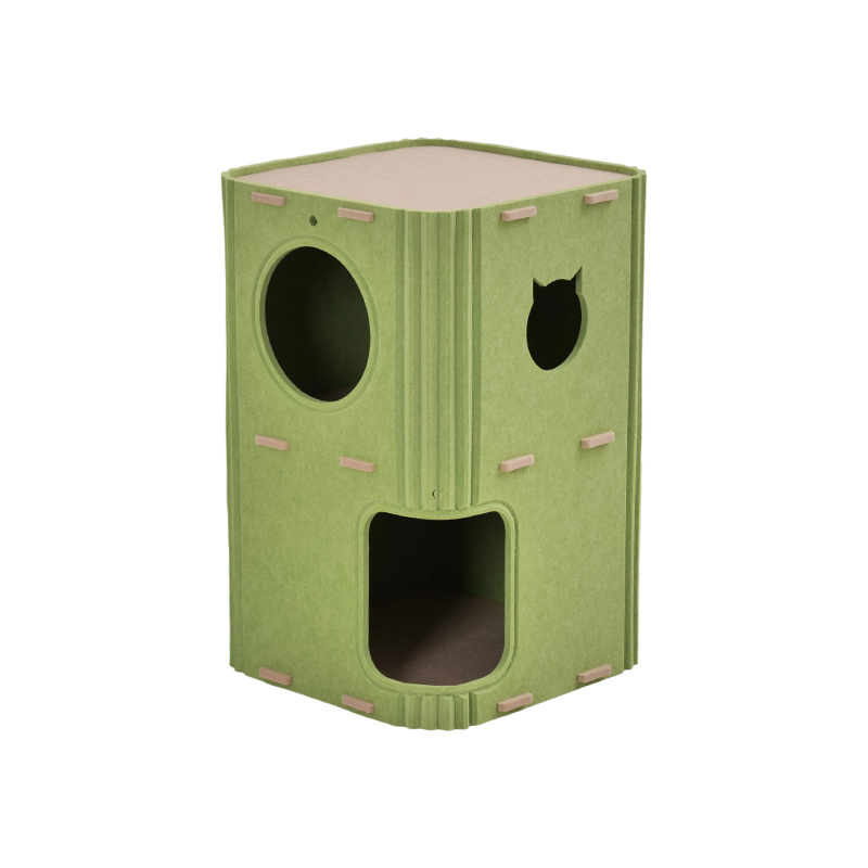 Pat pentru pisici cu panou acustic ecologic, design modern cu funcții de absorbție a sunetului și reducere a zgomotului, instalare ușoară, suprafață iubitoare de zgârieturi pentru pisici, materiale nepoluante, refugiu confortabil pentru animale de companie, ideal pentru felinele sensibile la zgomot, adăpost durabil pentru pisici