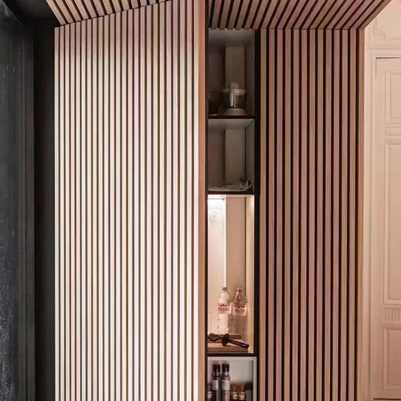 Panou de perete din șipci din lemn Spesonic pentru anulare a zgomotului de interior Panou de perete decorativ 3D cu absorbție fonică acustică Akupanel